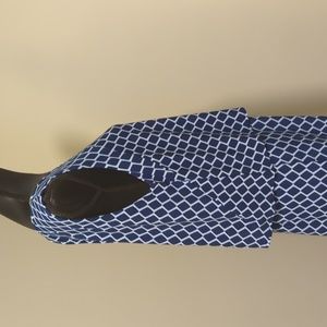 DKR Women's Stretch Blue and White Diamond Pattern Sleeveless Dress Large